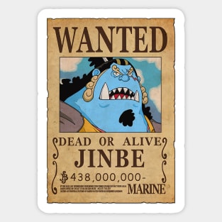 Jinbe Wanted Poster with 438.000.000 berries Sticker